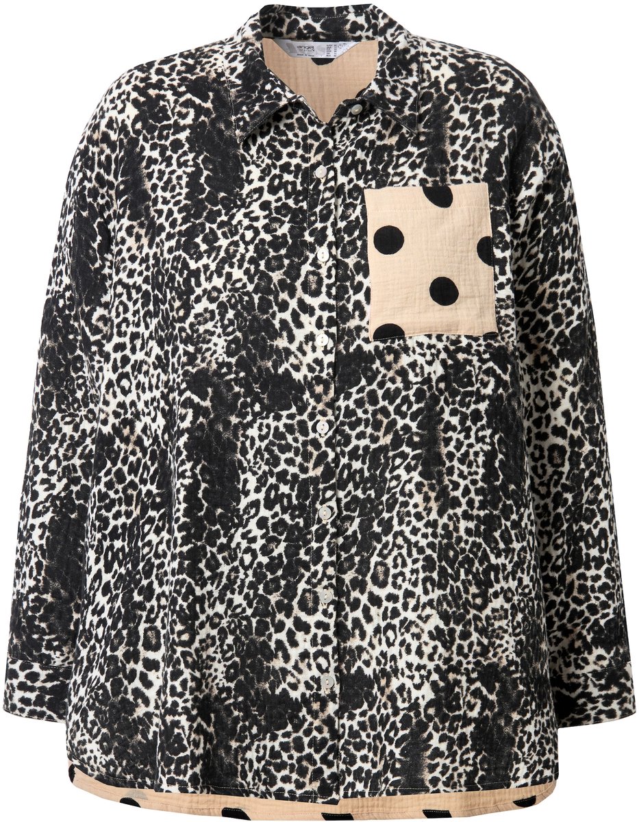 Angel of Style - Dames - Blouse oversized mousseline motiefmix - Leopard multi - Maat 48