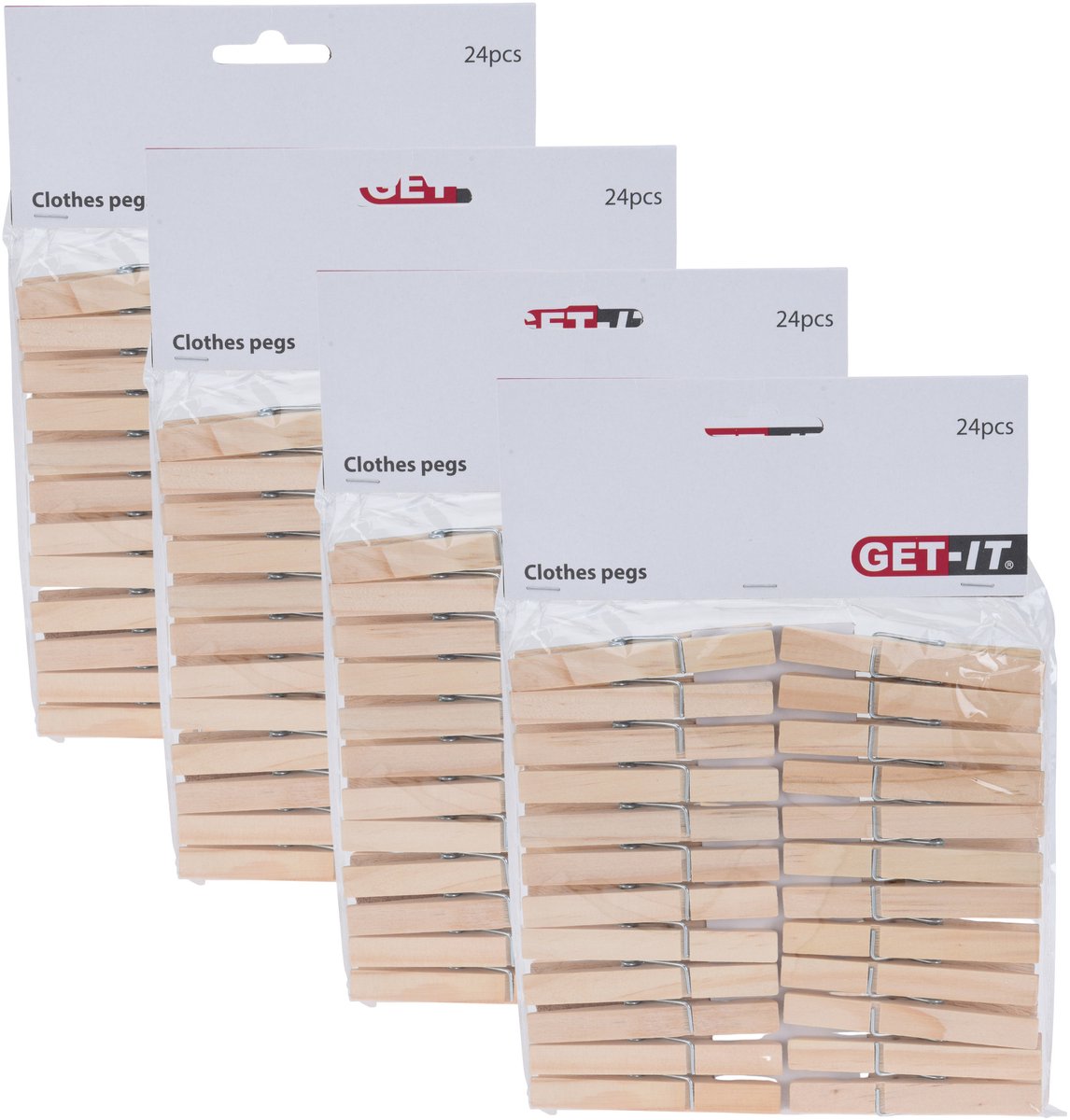 Wasknijpers naturel van hout - 96x stuks - 7,5 cm - Huishouding - De was doen - Was ophangen - wasgoedknijpers
