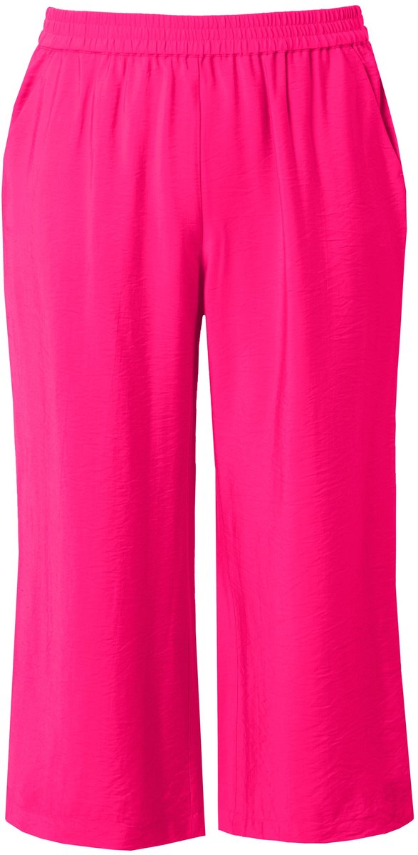 Ulla Popken - Dames - Culotte gehamerd wijde pijp elastische tailleband - Roze - Maat 42