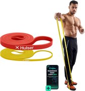 Hulser Resistance band set 2-delig - 2 tot 15 kg - 104 / 208 cm - Met digitale startgids - Weerstandsband voor pull up - Fitness weerstandband - Stretch elastiek - Bands - Power band weerstandselastiek