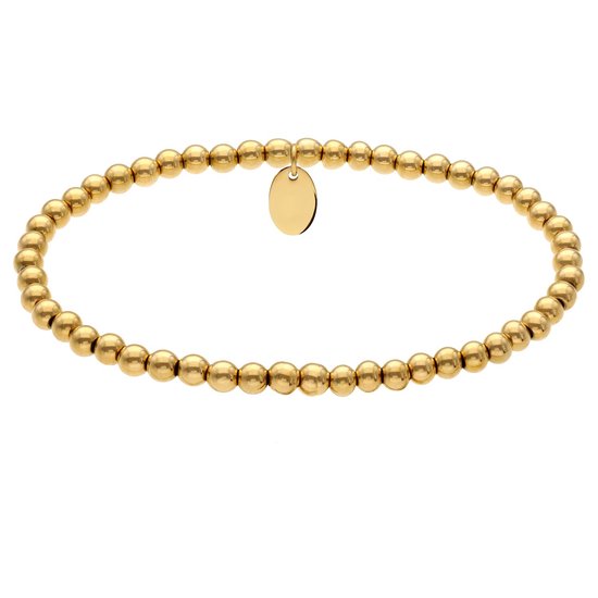 Lucardi - Bracelet femme en acier plaqué or avec perles - Bracelet - Acier - Doré - 16 cm