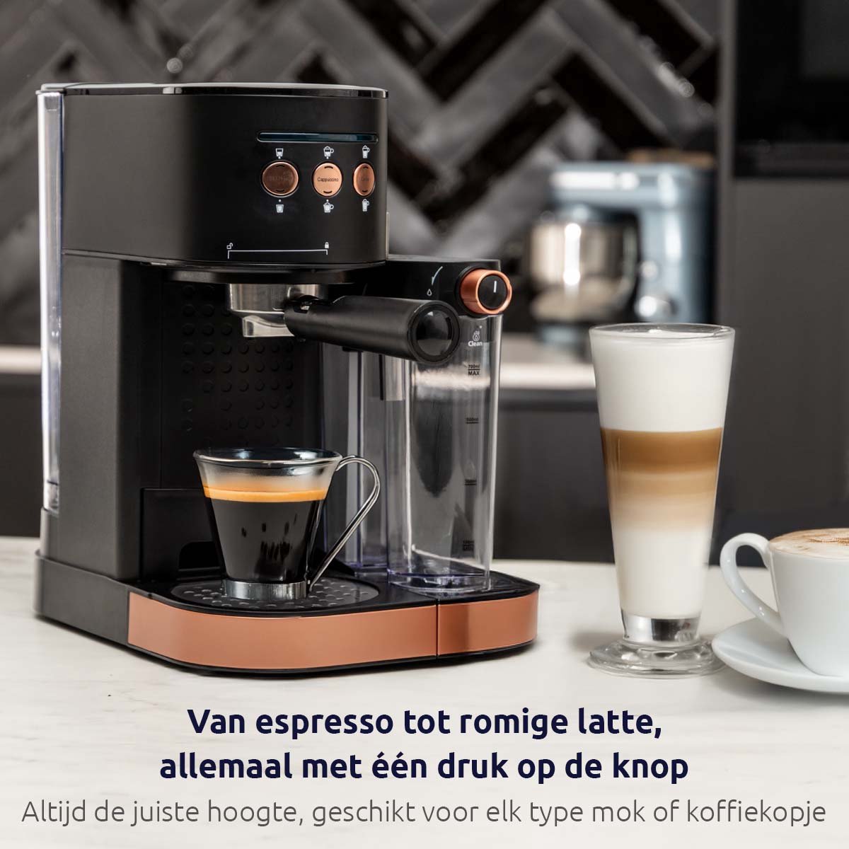 BluMill Koffiemachine - Pistonmachine - Espressomachine - Automatische Melkschuimer & 2 portafilters - 1,2 Liter Waterreservoir — afbeelding 4