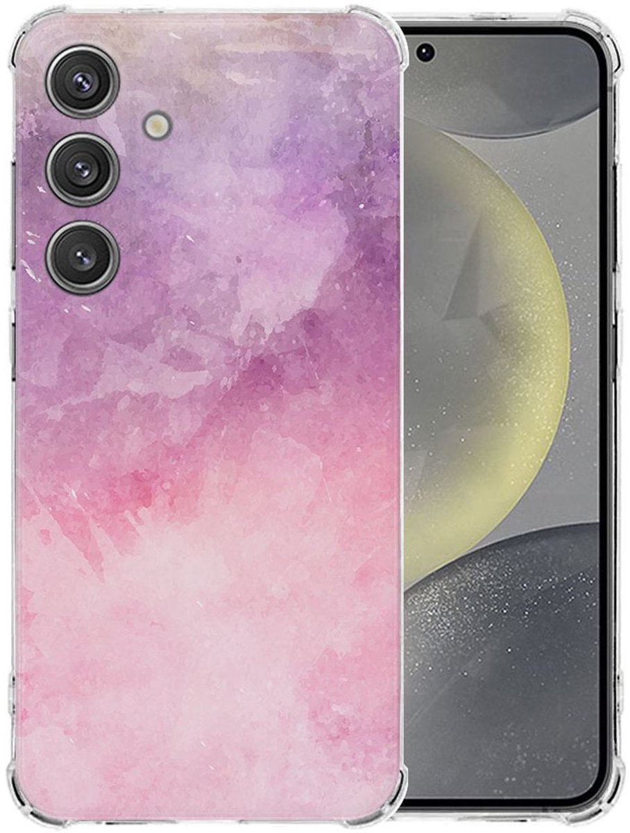Samsung Galaxy S25 Hoesje - Pink Purple Paint TPU Antishock