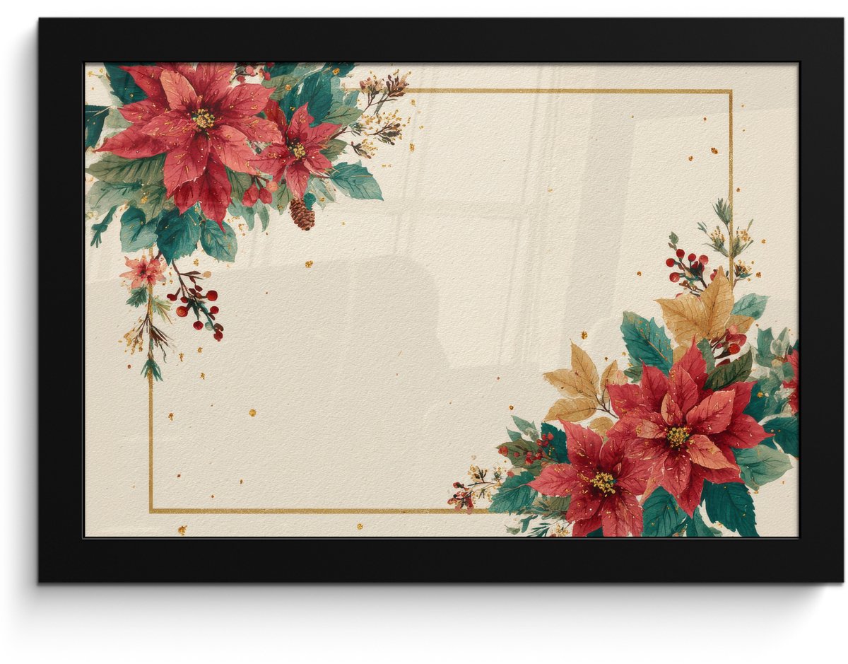 FrameYourWall Poster in lijst - Fotolijst 30x20 cm - Posters - Kerst - Pointia - Omlijsting - Kleurrijk - Posterlijst zwart - Decoratie - Wanddecoratie woonkamer - Muurdecoratie slaapkamer - Kerstversiering - Kerstdecoratie voor binnen - Kerstmis