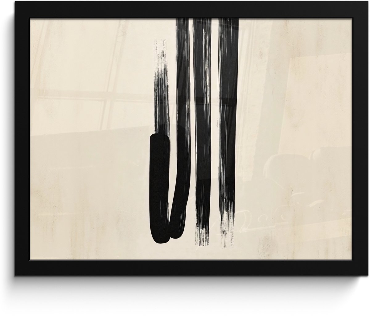 FrameYourWall Poster in lijst - Fotolijst 40x30 cm - Posters - Penseelstreken - Verticaal - Zwart - Posterlijst zwart - Decoratie - Wanddecoratie woonkamer - Muurdecoratie slaapkamer