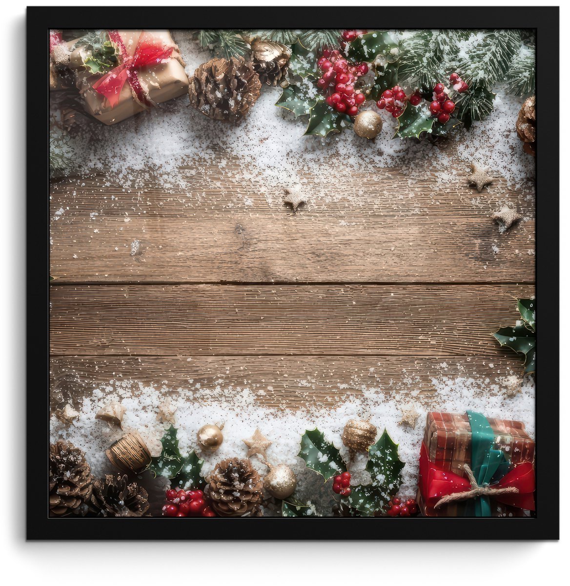 FrameYourWall Poster in lijst - Fotolijst 40x40 cm - Posters - Kerstdecoratie - Geschenken - Hout - Veelkleurig - Posterlijst zwart - Decoratie - Wanddecoratie woonkamer - Muurdecoratie slaapkamer - Kerstversiering - Kerstdecoratie voor binnen - Kerstmis