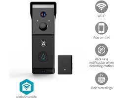 Nedis SmartLife Video Deurbel – 1080p Full HD – Dual-Cam Technologie – Zonder abonnement – Bewegingssensor – Nachtzicht – Deurbel draadloos – Zwart