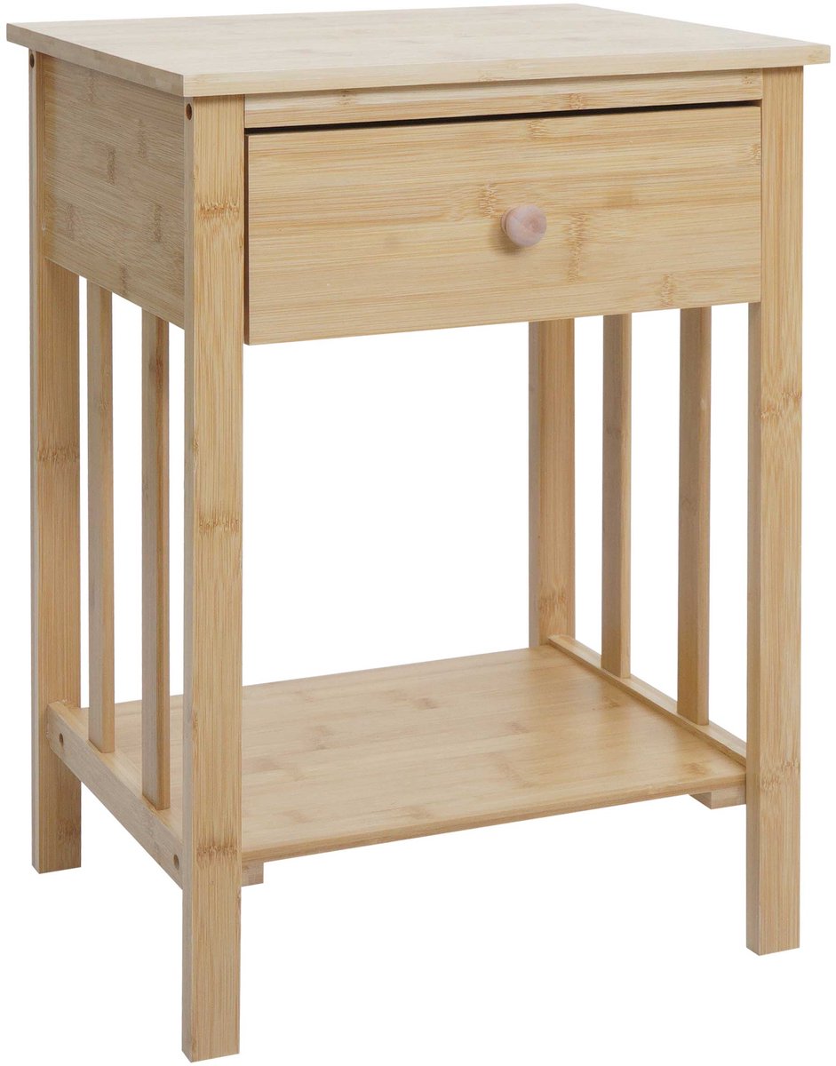 MCW Bamboe nachtkastje MCW-O72, nachtkastje bijzettafel nachtkastje kast, lade vak 55x40x30cm Hout