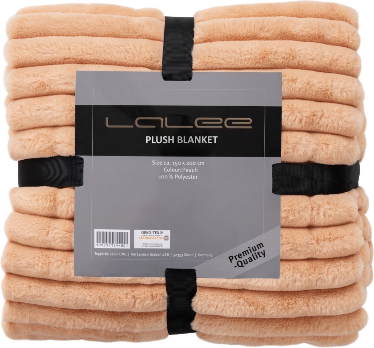 Lalee Plush Fleece Deken - Blanket - Plaid - Zachte Deken - 150x200 Perzik