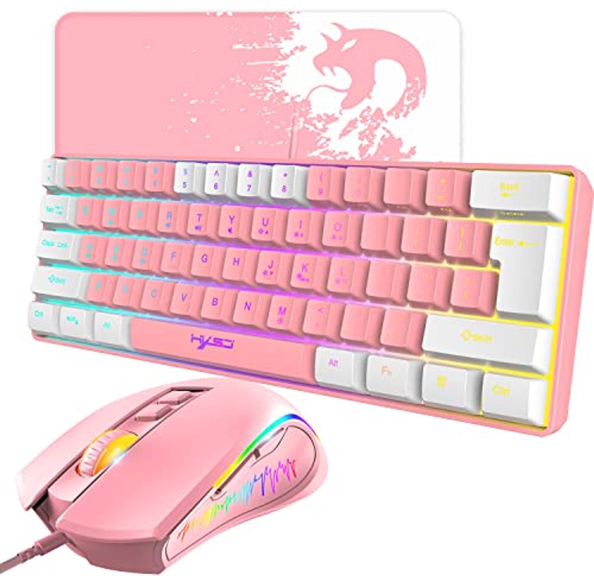 Gaming Toetsenbord en Muis Set met RGB Achtergrondverlichting - 60% Procent Mechanisch Gevoel