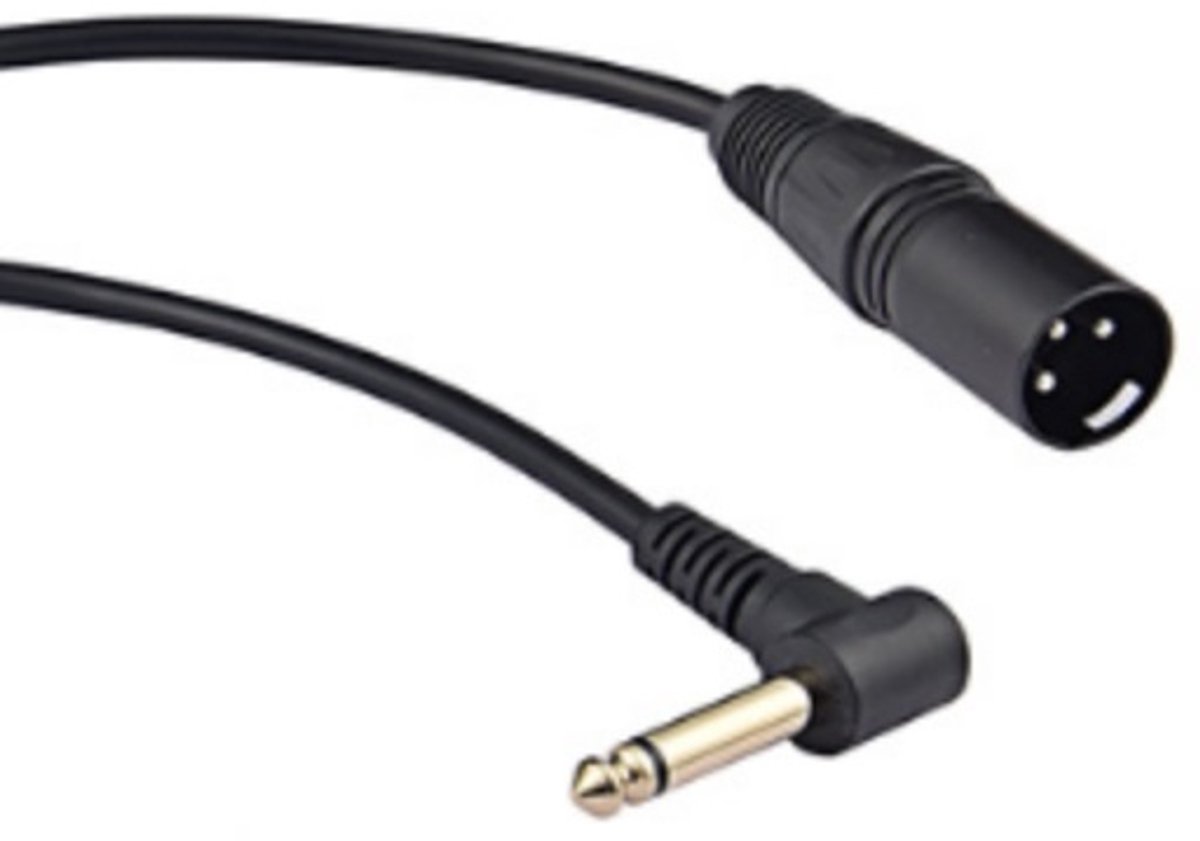 XLR (m) - 6,35mm Jack mono (m) haaks adapter kabel - 0,30 meter