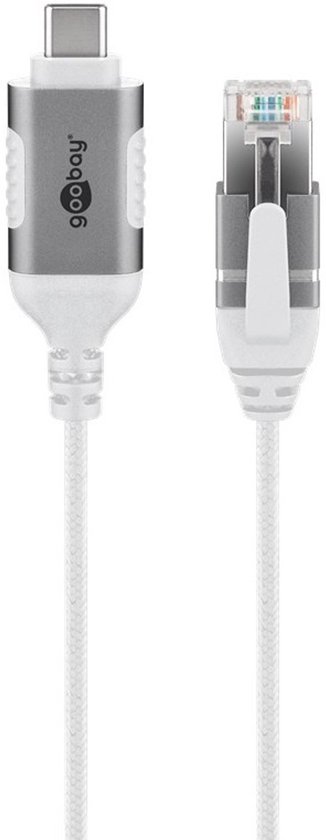 Goobay USB-C naar RJ45 LAN kabel | Slimline | USB3.0 | CAT6 | wit | 1,5 meter
