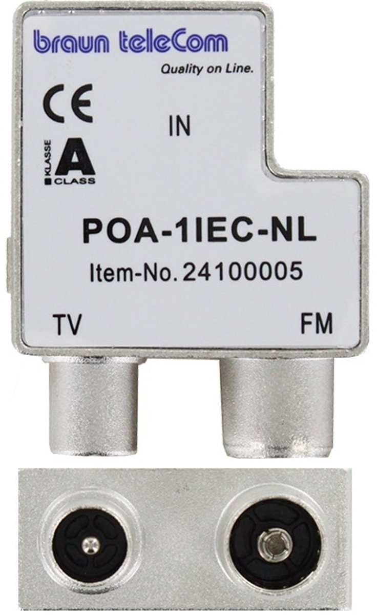 Braun Telecom - Audiokabel - RTV splitter POA 1 IEC-NL - 2 uitgangen