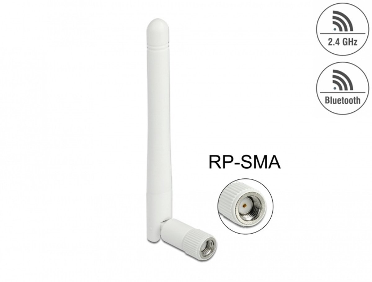 WLAN 802.11 b/g/n antenne RP-SMA-plug 2 DBI omnidirectioneel met kantelgewricht wit