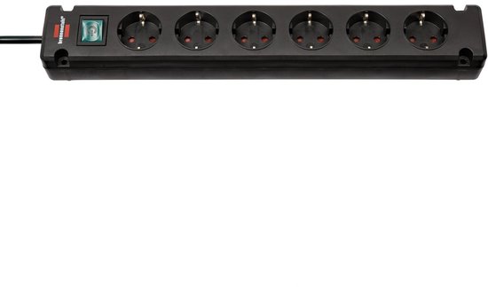 Bremounta stekkerdoos 6-voudig zwart 3m H05VV-F 3G1,5