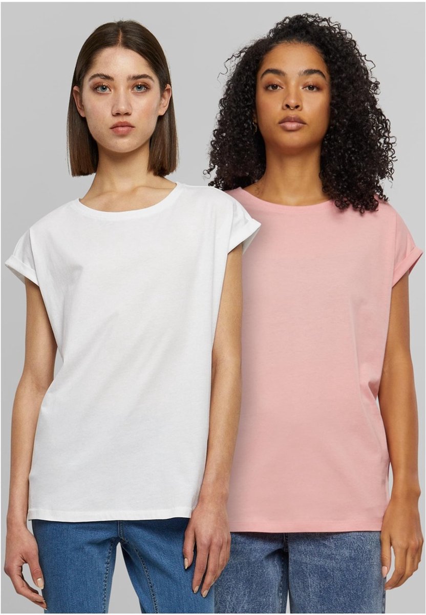 Urban Classics Extended Shoulder 2Pack Dames Tshirt 4XL Roze