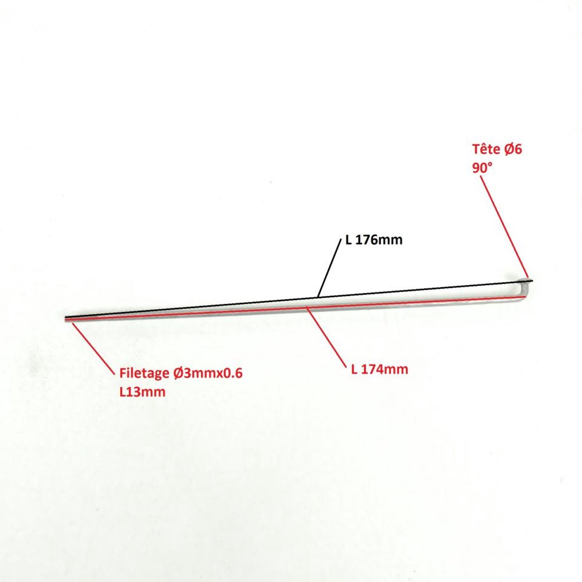 Rayon de jante 17/18P origine pour moto Peugeot 50 174x3mmx90° 737678 Neuf