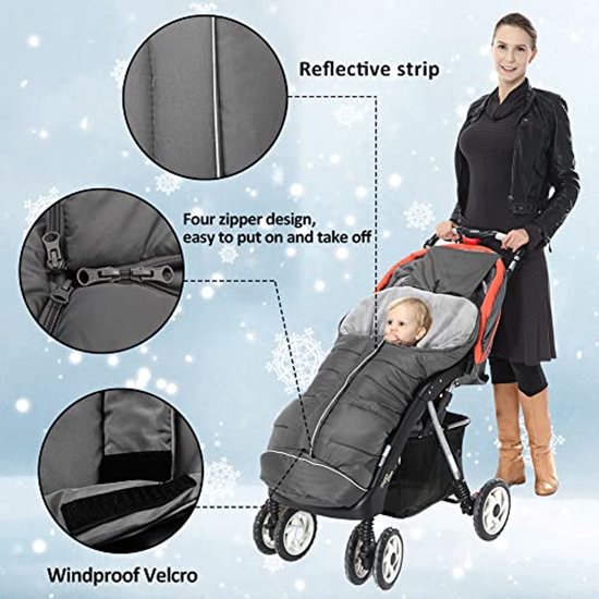 Universele babyvoetmof voor kinderwagens en buggy's - Dikke fleece, waterdicht en winddicht van Universele — afbeelding 4
