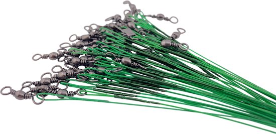 S&D - Fil de pêche en acier - 50 pièces - Vert - 14 kg 25 cm - La pêche - Pour la pêche des carnassiers aux appâts artificiels