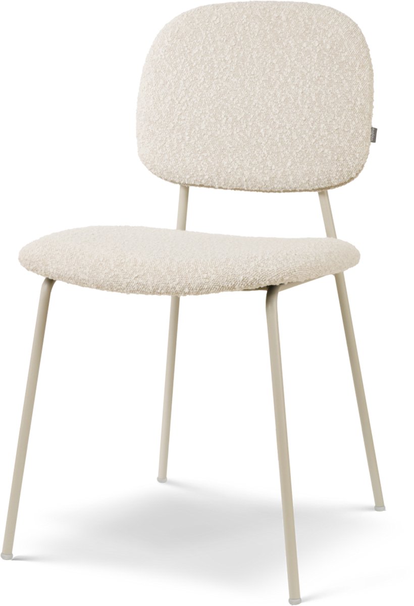 Nolon Jasmijn Eetkamerstoel Bouclé Beige - Stof - Grijsbeige Poten - Japandi Bouclé beige - Grijsbeige onderstel