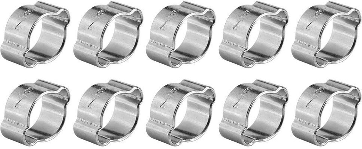 Hose Clamps, Ear Clamps, Two-Ear Hose Clamp Made of Galvanized Stainless Steel, Hose Clamp, 5-23 mm for Fuel Fuel Tube, Clip (10 Pieces) (7-9 mm)