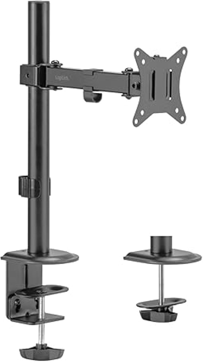Monitorhouder voor 17-32 inch - Stalen bureaubevestiging met 376 mm armlengte - Zwart