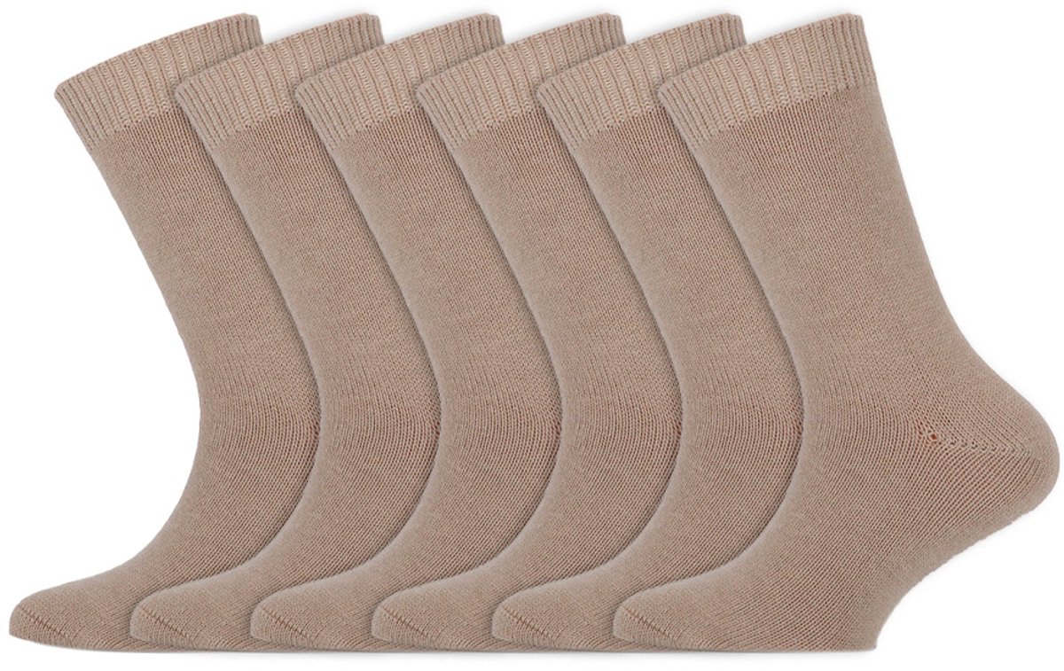 Kindersokken | Wollen sokken | Merk: Yellow Moon | Kleur: Beige | Maat: 23 t/m 42 | 6 Paar