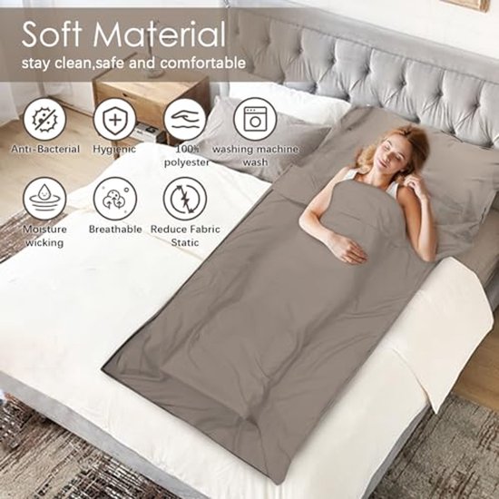 Lichte Zomer Slaapzak 220 x 90 cm Met Tweewegs Rits - Ideaal Voor Kamperen En Reizen — afbeelding 2