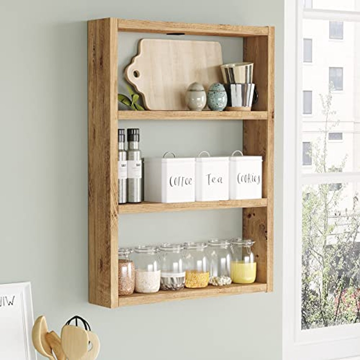 Stijlvol Keukenrek Wandplank 60x43x9cm Houtkleurig