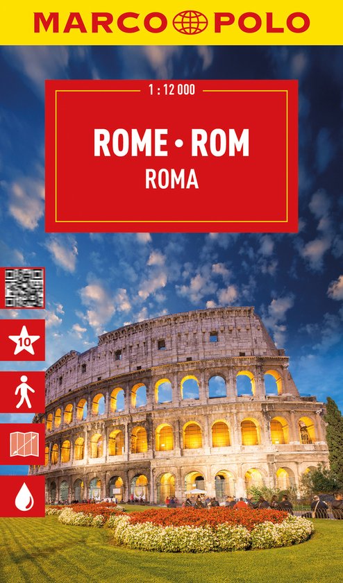 Marco Polo Rome stadskaart, met de Colosseum op de voorgrond.