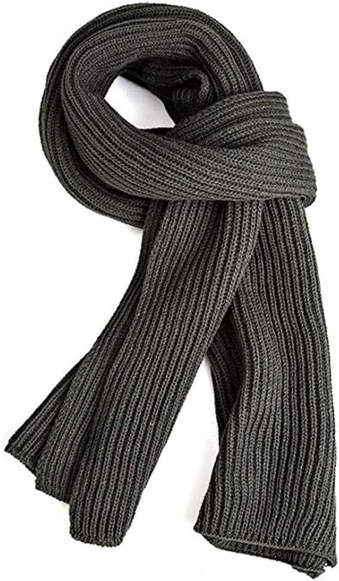 Écharpe tricotée - Écharpe d'hiver chaude - Écharpe pour homme et femme - Écharpe longue 185 x 30 cm - Cadeau de vacances - Écharpe chaude - Perfect pour l'automne, l'hiver et Noël - Grijs