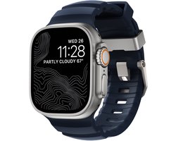 Nomad Rocky Point Horlogeband / Natural Hardware 45/46/49mm – Gemaakt van Duurzaam FKM Fluorelastomeer – Waterbestendig en Ventilatiegroeven – Compatibel met Alle Apple Watch Modellen - Blauw