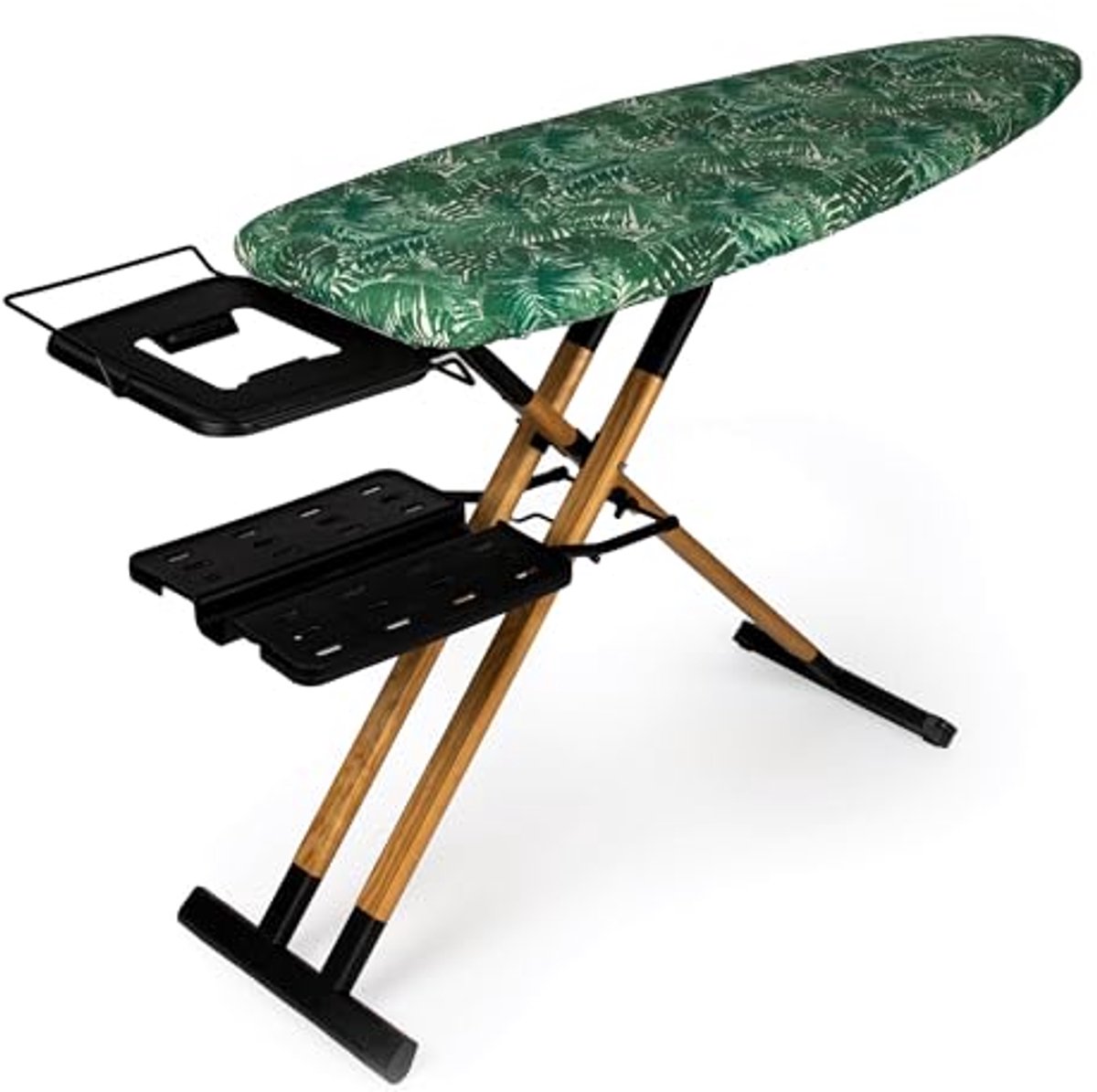 Verstelbare Strijkplank 130 x 47 cm met Hout en Aluminium, Robuuste Weerstand en Wielen