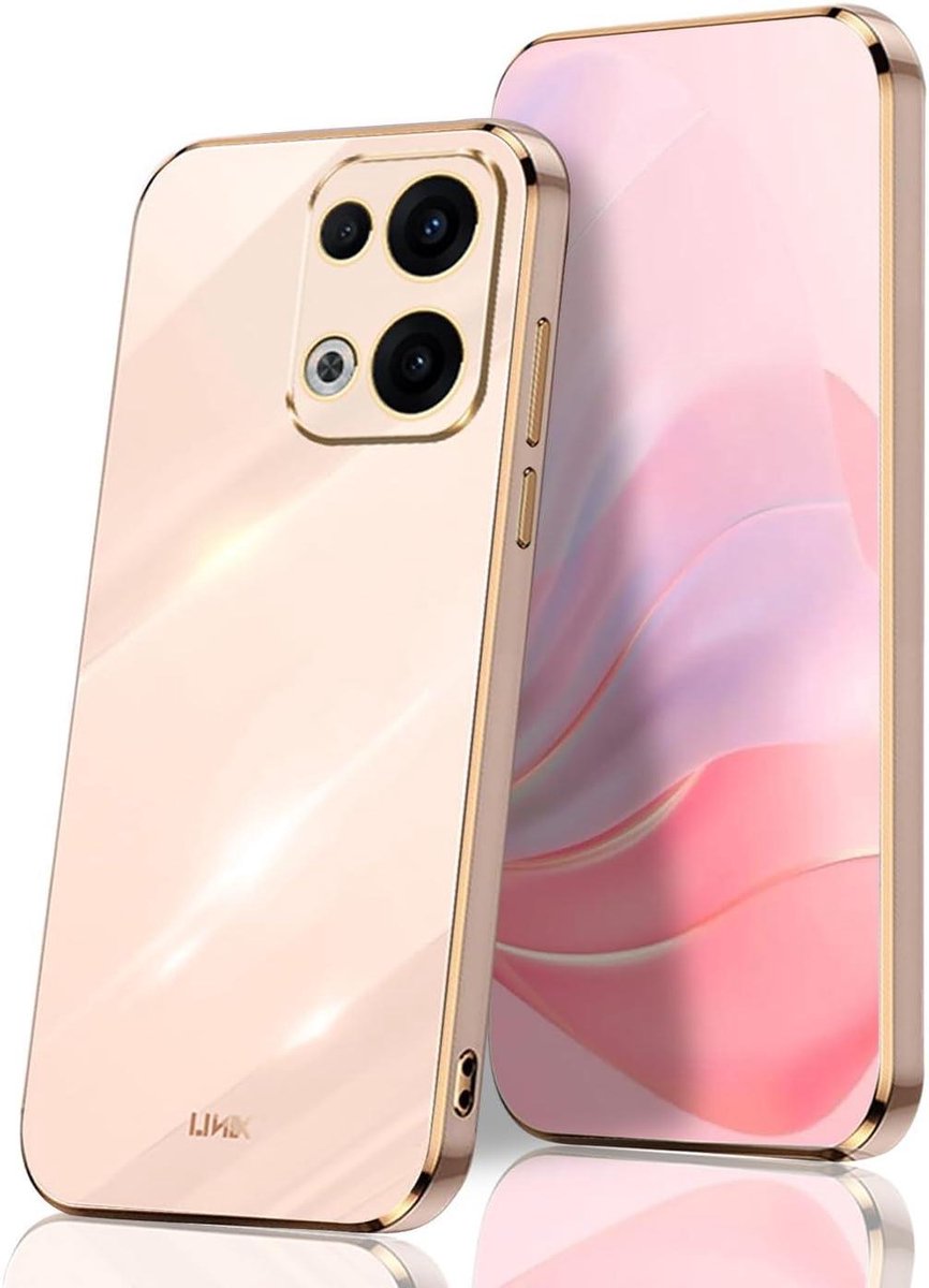 Allecto plus - Zachte siliconen bumper hoesje voor Oppo Reno13 5G, schokbestendig en luxe - Roze met elegant bling design