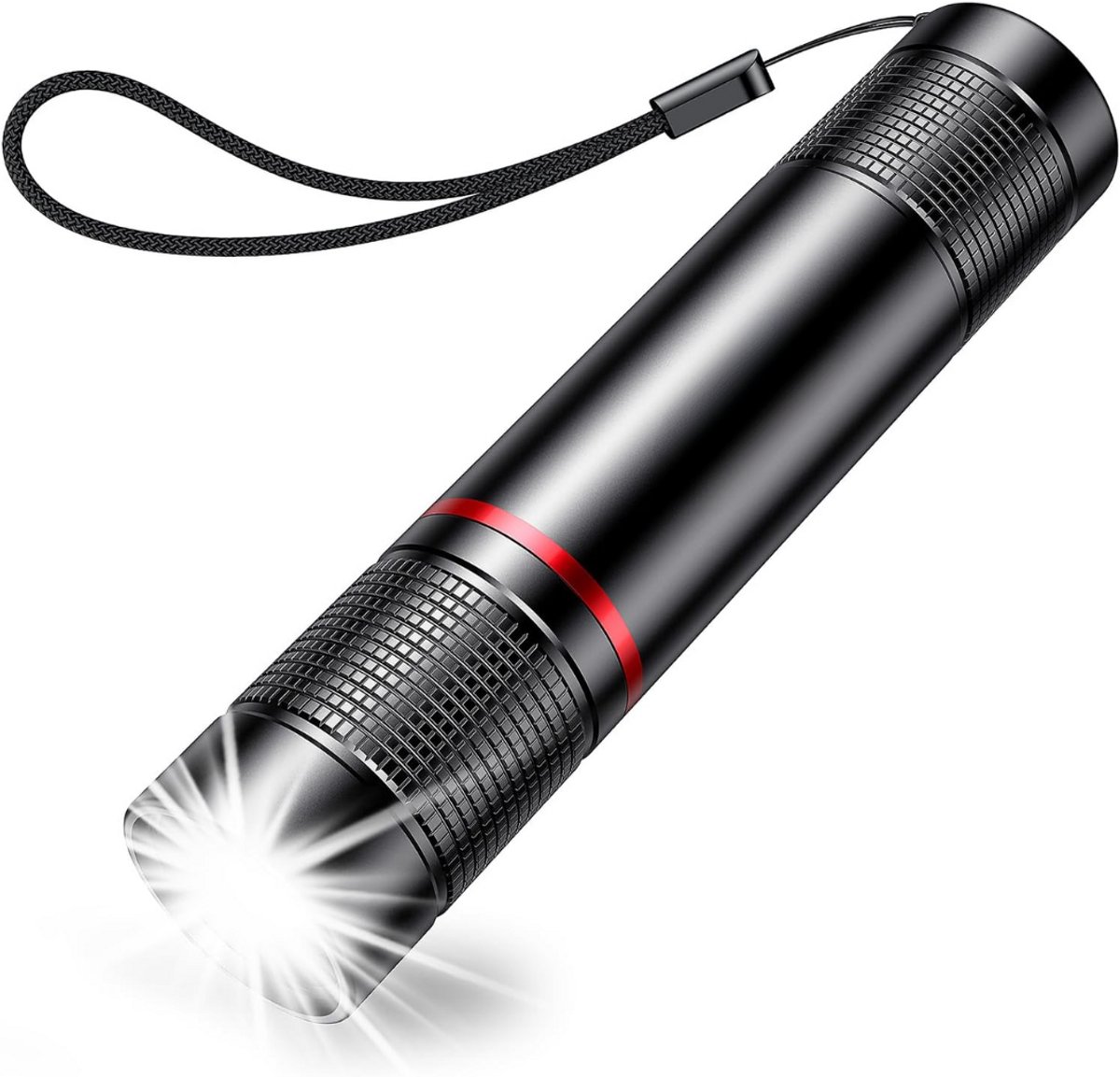 SCH® Zaklamp op batterijen - Zaklamp - Zaklampen - Zwart - 3cm x 3cm x 13cm