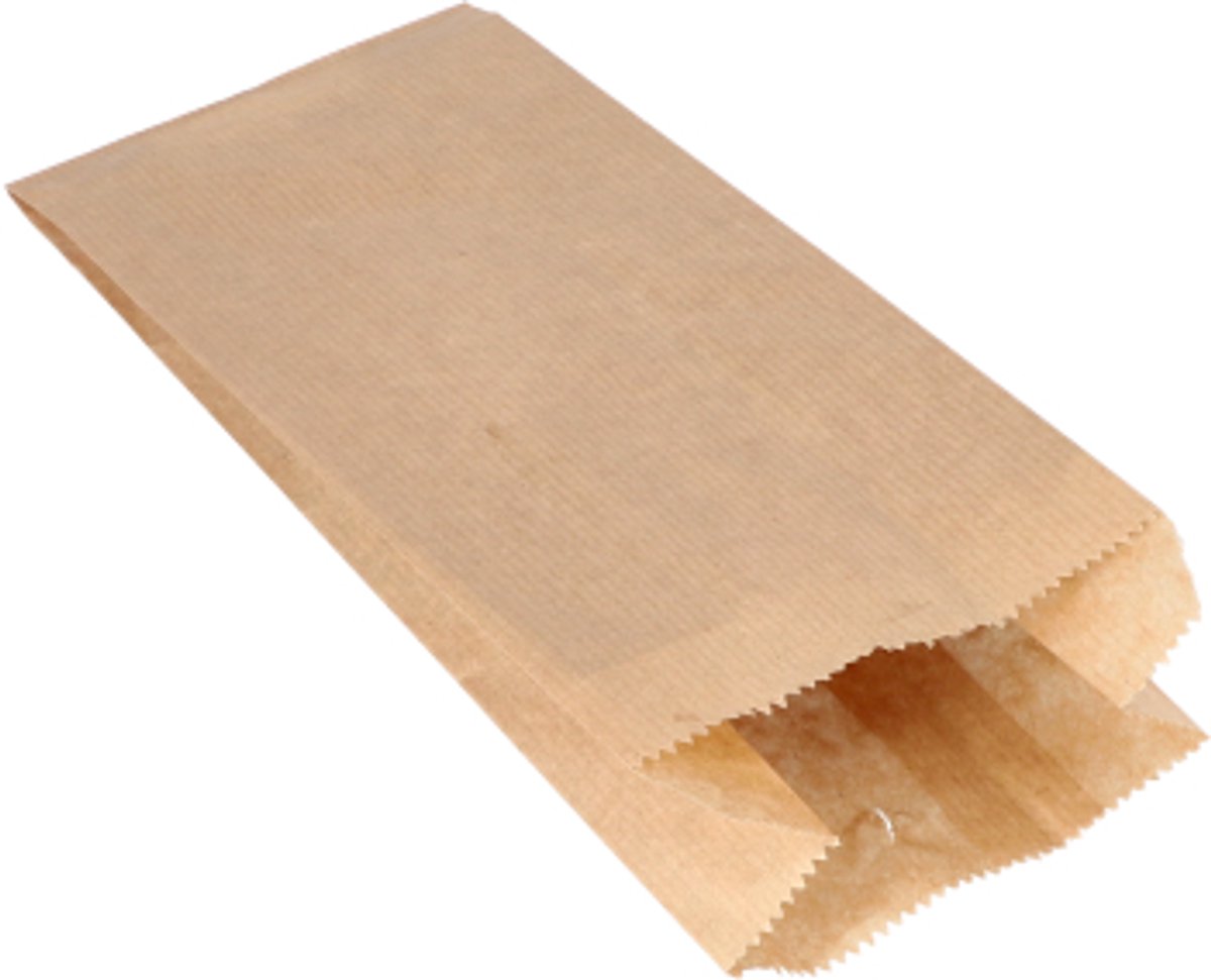 Image of 1000 Papieren zakken aaneengeregen Papier (kraft) 24 cm x 11 cm x 6 cm bruin inhoud 1 kg