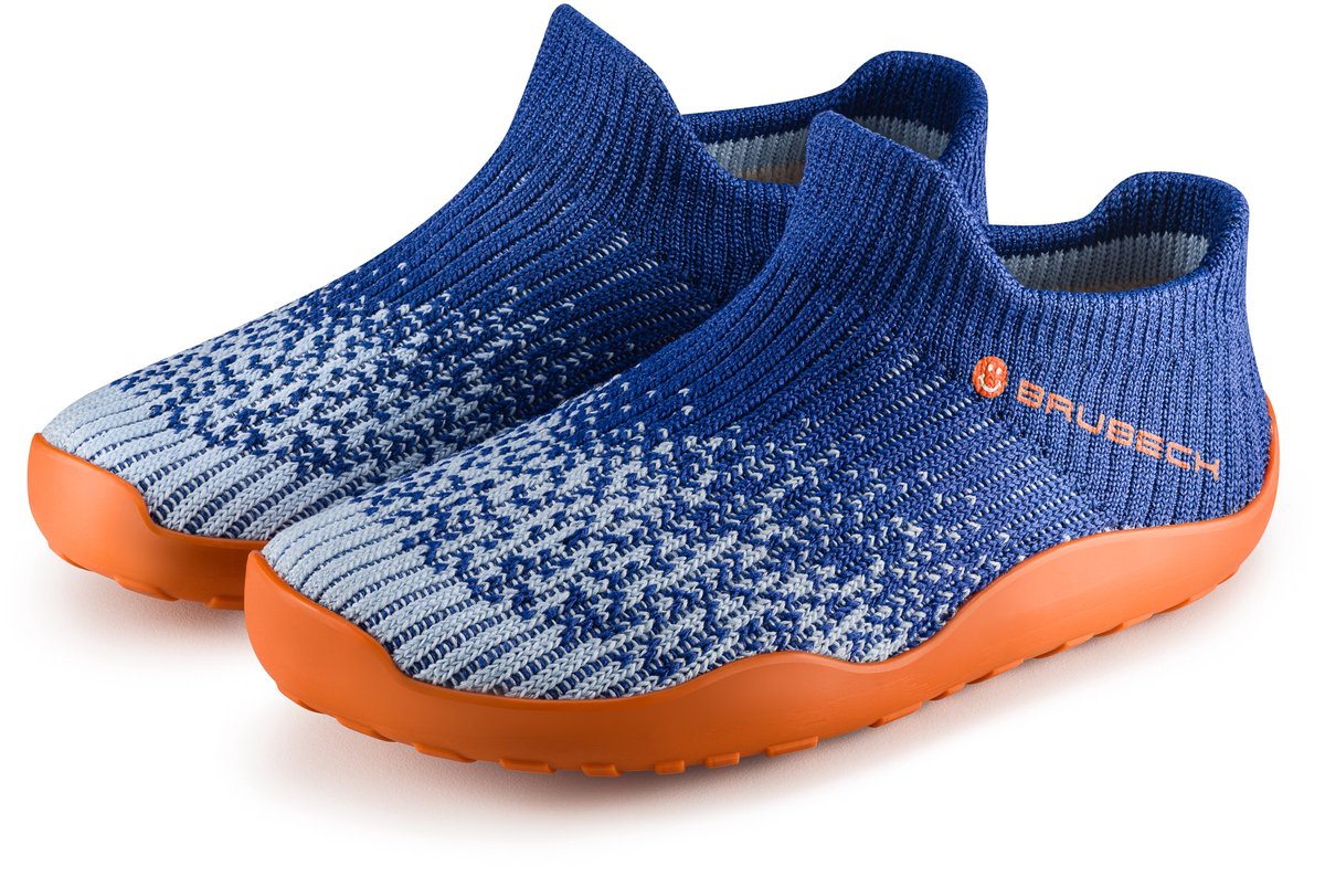 Brubeck BAREFOOT Merino Kinderschoenen Unisex – Flexibel & Ademend – Comfortabel & Natuurlijk Lopen – Marineblauw/Oranje 28
