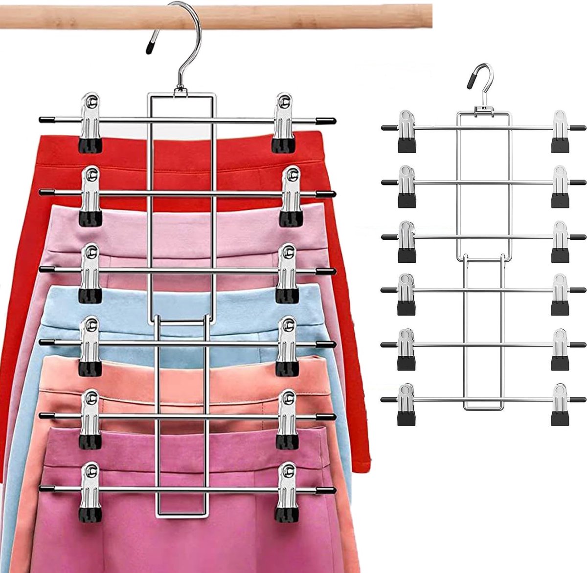Set van 2 Broek- en Rokhangers – Verstelbare Clips, Antislip, Ruimtebesparend & Duurzaam