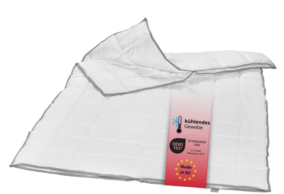 liebling 155 x 220 cm doorgestikt dekbed met Top Cool-weefsel | 4-seizoenen dekbed met twee koppelbare dekbedden | met cooling-effect | tijk en vulling van microvezel | wasbaar op 60 graden | wit