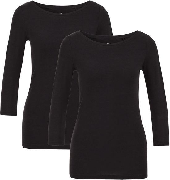 WE Fashion Dames T-shirt met driekwart mouwen, 2-pack
