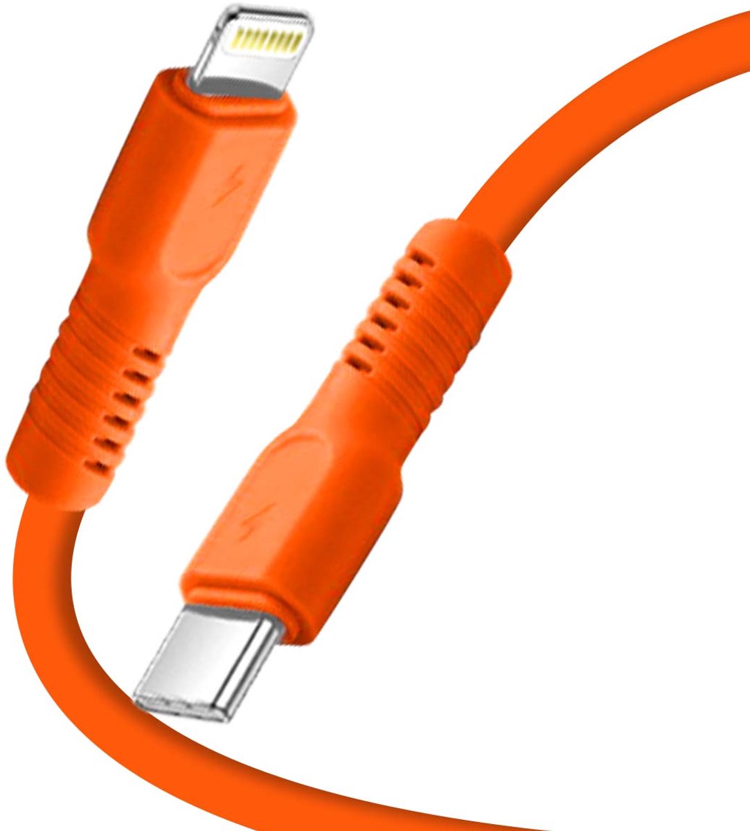 Forever, Oplaadkabel 2.4A en Sync USB-C naar Lightning 27W 1,8m, Oranje