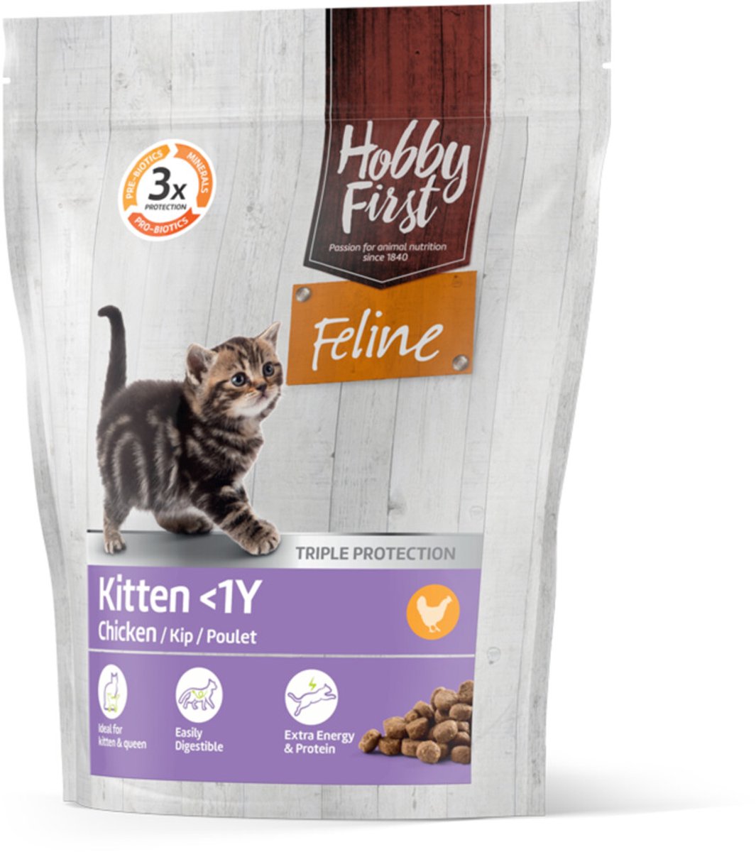 Hobby First Feline kattenvoer Kitten < 1 jaar 08 kg - Kat