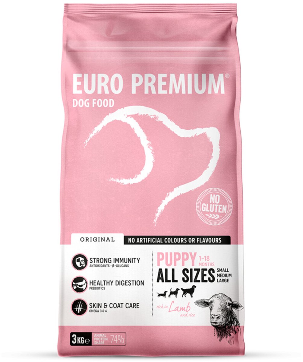 Euro Premium Puppy w/Lamb & Rice hondenvoer 3 kg