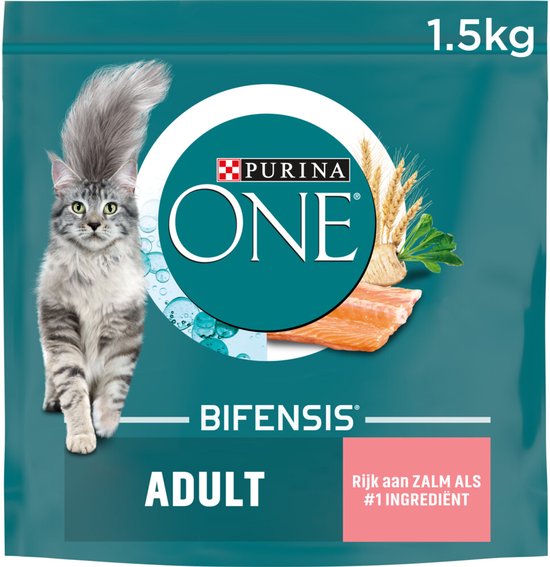 PURINA® ONE Adult Rijk aan Zalm & Volkoren Granen brokjes 1,5 kg