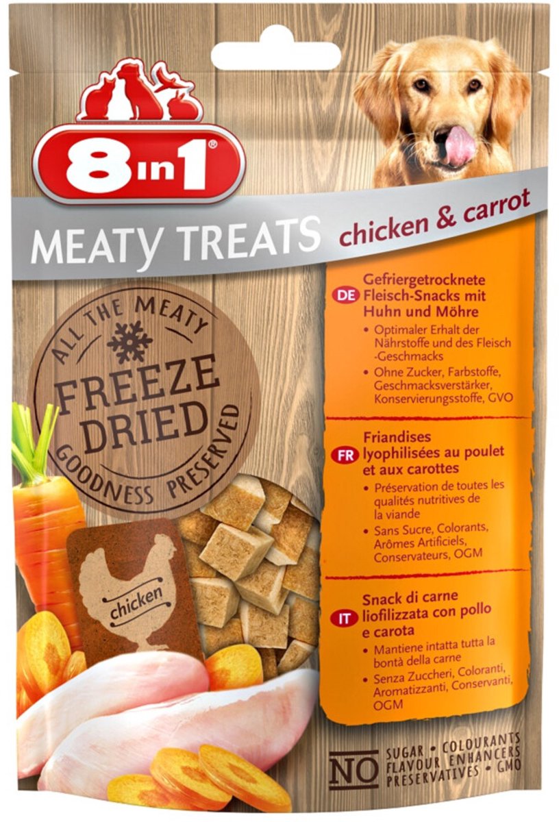 8in1 Meaty Treats Kip en Wortel - 8 x 50 gr - Voordeelverpakking
