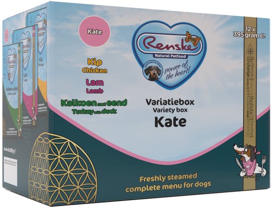 Renske Variatiebox Hondenvoer Nat Kate - 2 x 12 x 395 gr - Voordeelverpakking
