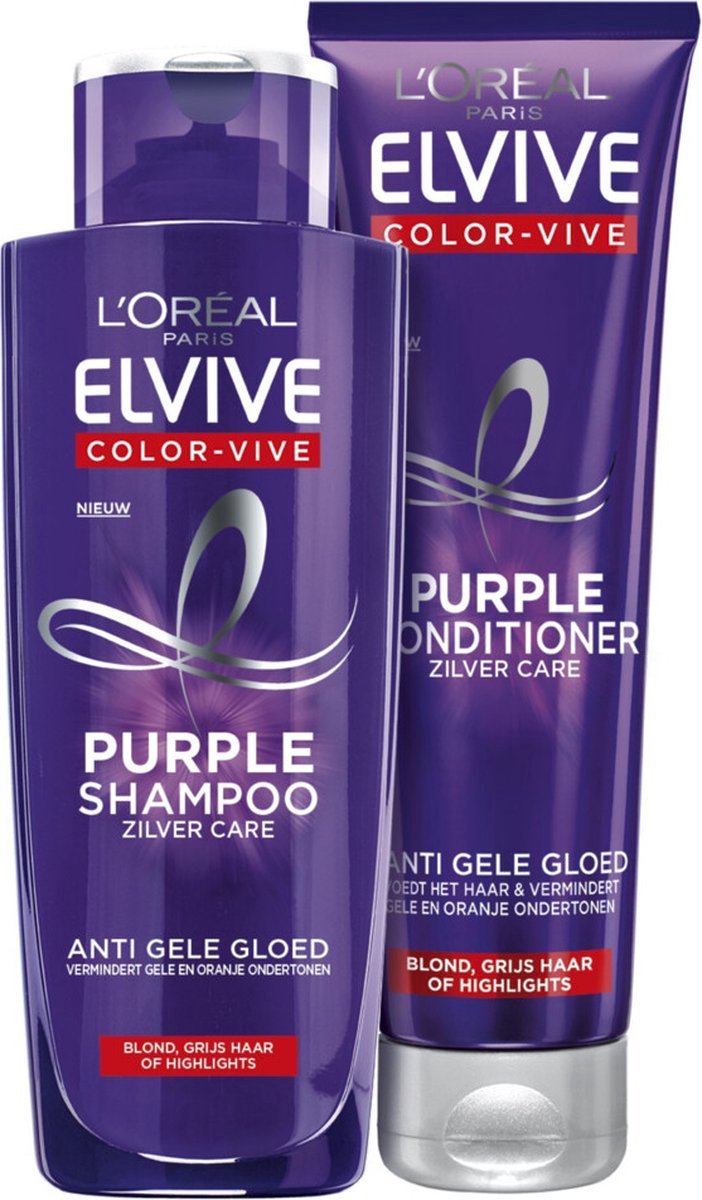 L’Oréal Paris Elvive Purple Set – Shampoo 200ml + No Yellow Conditioner 150ml – Anti-Geel & Anti-Oranje