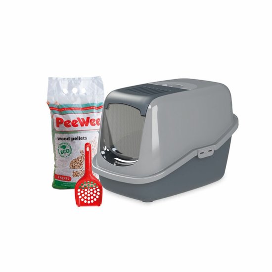 PeeWee EcoHus Startpakket - Kattenbak - Grijs - 56 x 39 x 38.5 cm
