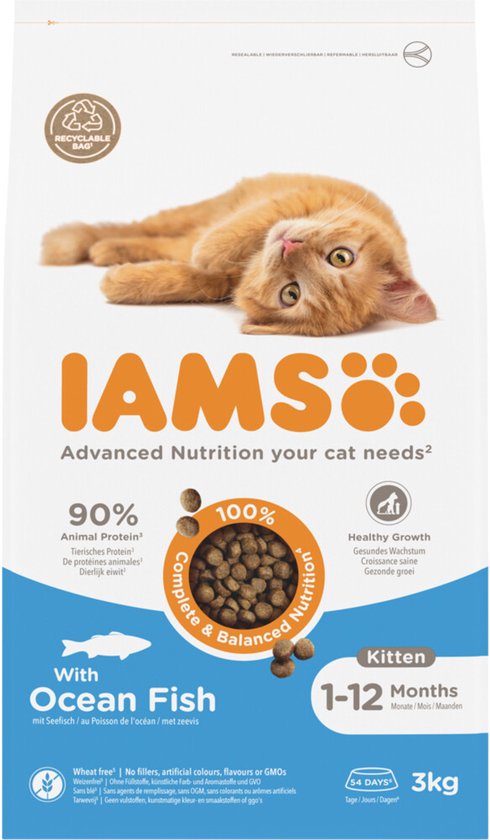 IAMS Cat Kitten Ocean Fish - 3 x 3 kg - Voordeelverpakking