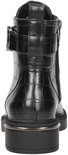 Bottines noires à imprimé crocodile, fermeture éclair et boucle.